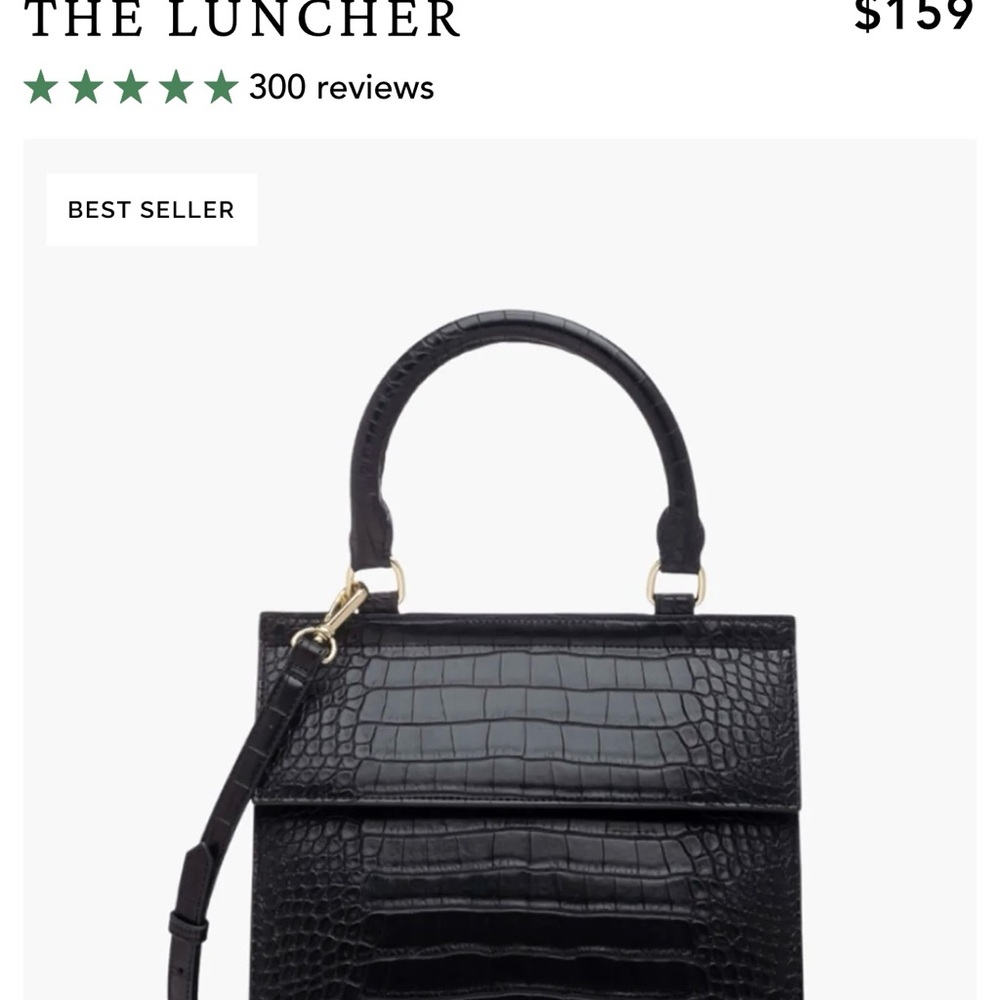The Luncher Black Croc-Embossed Satchel
